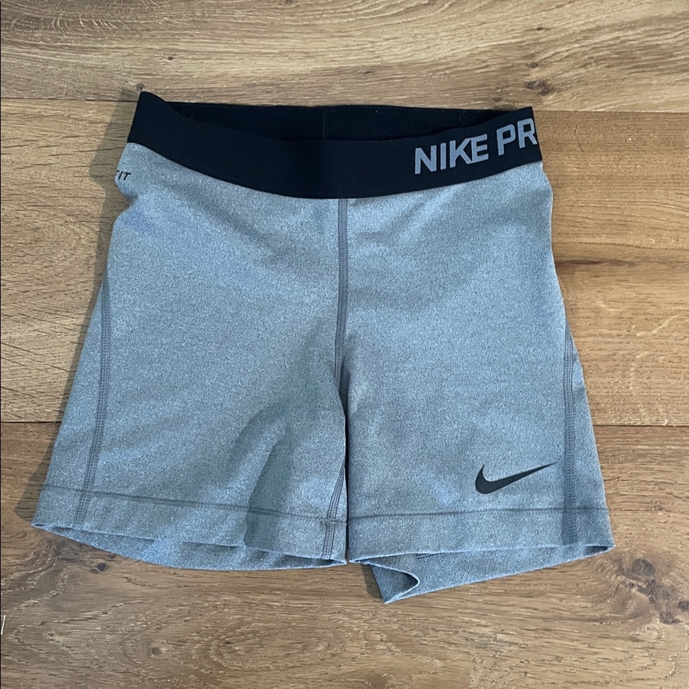 XS Nike Gray Pro Dry Fit  Shorts with Black Waistband